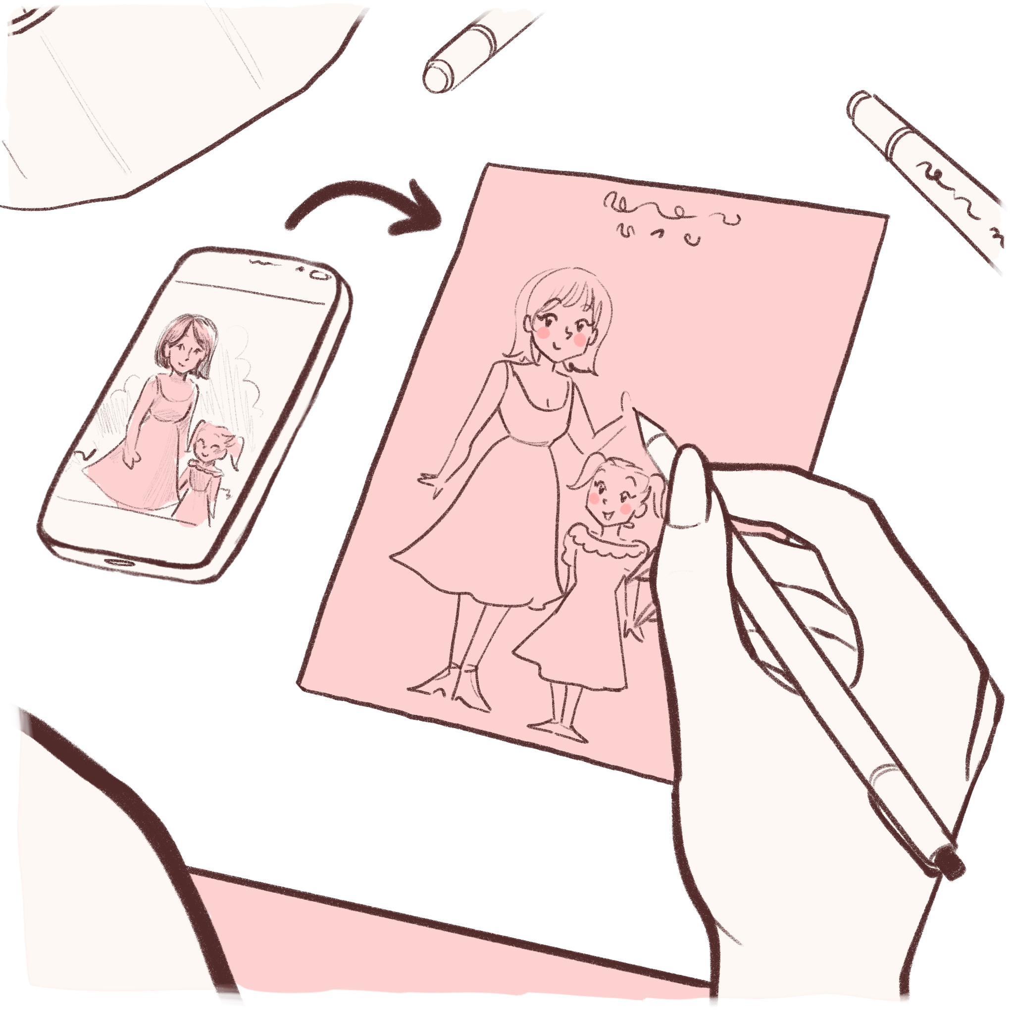 Emma creating a live guest illustration